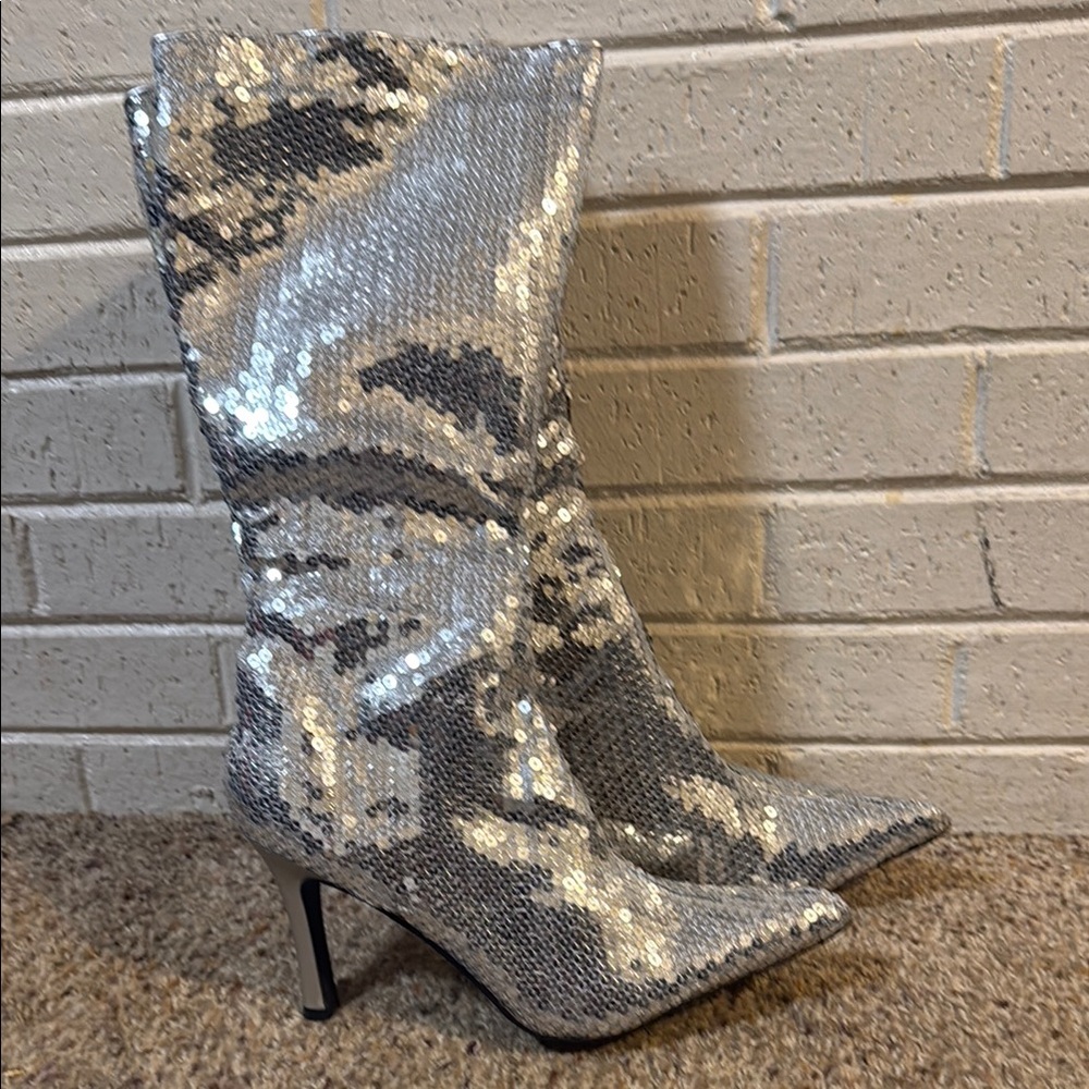 Silver Sequin Women's Boots